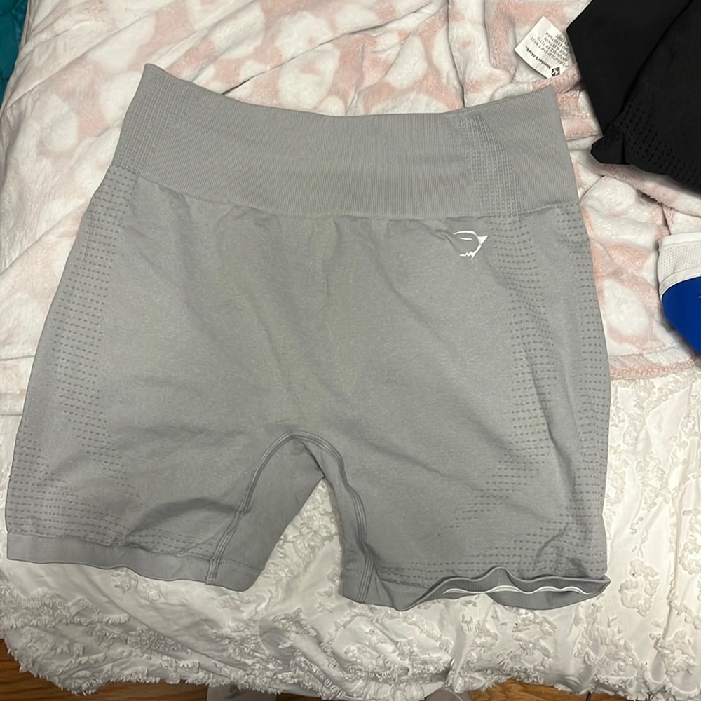 Gymshark Light Gray Seamless High-Waist Athletic Shorts